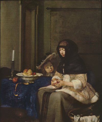 Frau beim Schälen von Äpfeln, ca. 1660 von Gerard ter Borch